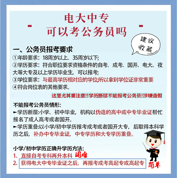 电大中专的学历可以考公务员吗