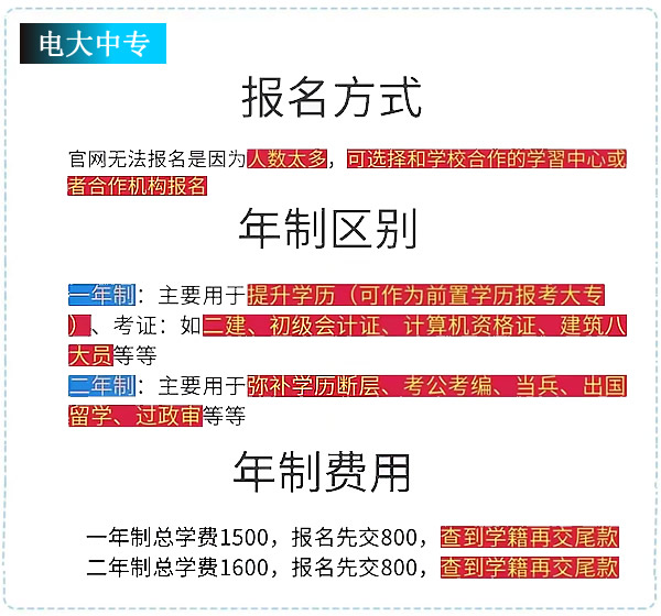 哪些人适合报名电大一年制中专？